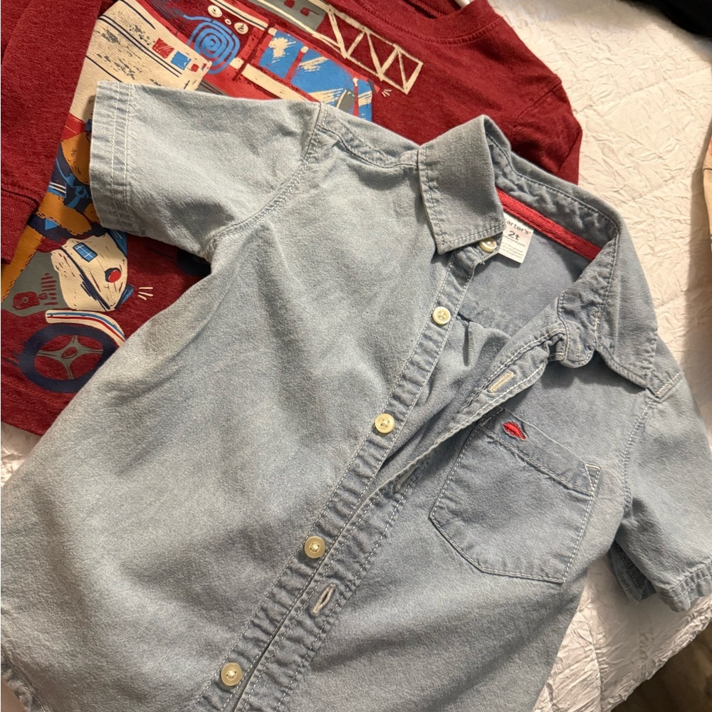 Carter's Light Blue Button Down Shirt for Kids